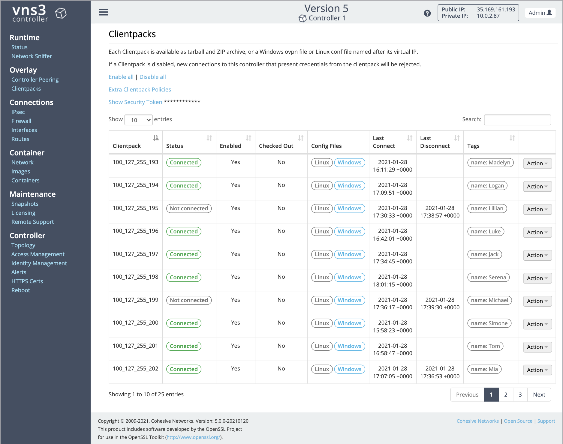 Cohesive Networks VNS3 Controller Connectivity