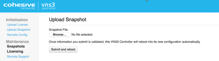 How to: Configure a new VNS3 Controller from a Snapshot